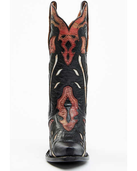 Image #4 - Dan Post Women's Alyssia Floral Leather Tall Western Boots - Snip Toe, Black, hi-res