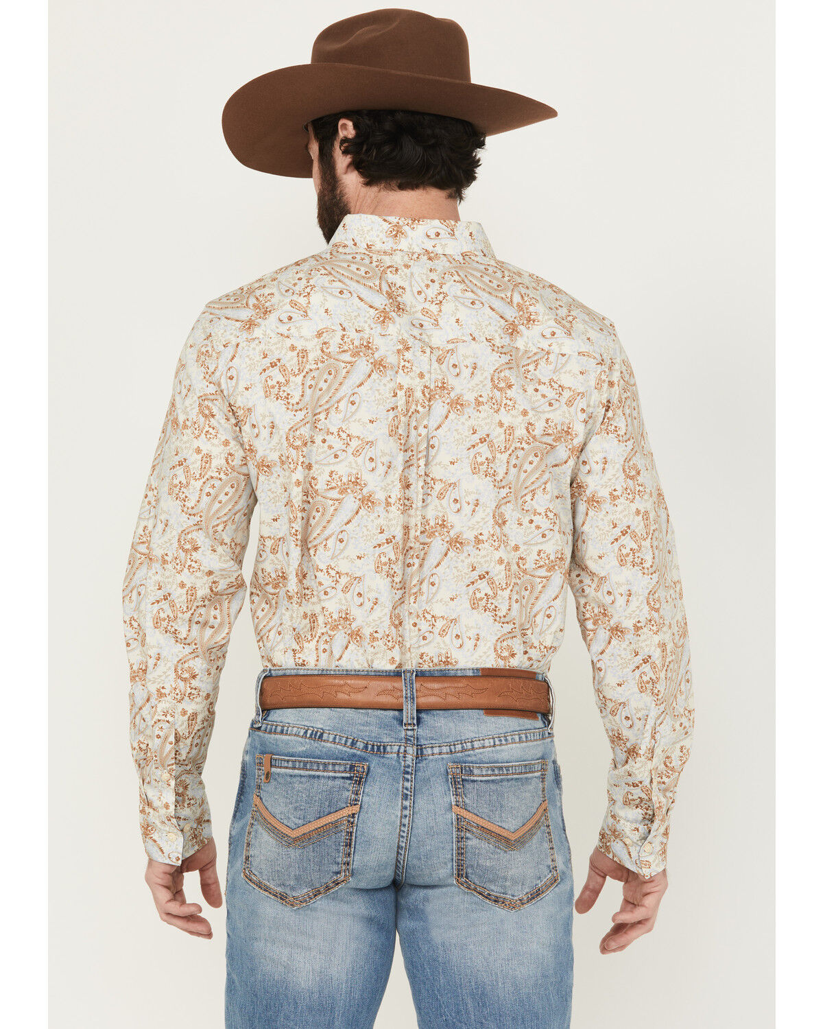 Image #4 - Cody James Men's Porter Floral Print Long Sleeve Button-Down Stretch Western Shirt - Big, Cream, hi-res