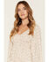 Image #2 - Yura Women's Floral Print Long Sleeve Mini Dress, Cream, hi-res