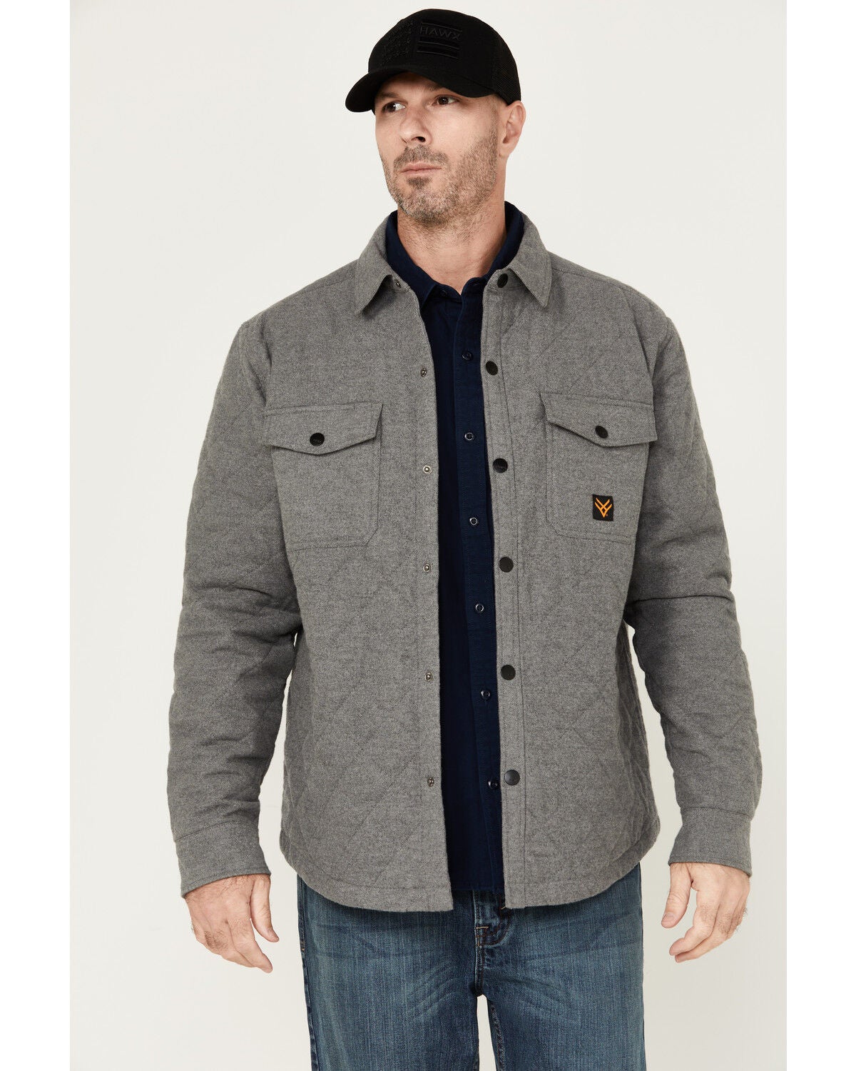 Hawx Men's Quilted Flannel Shirt Jacket, Charcoal, hi-res