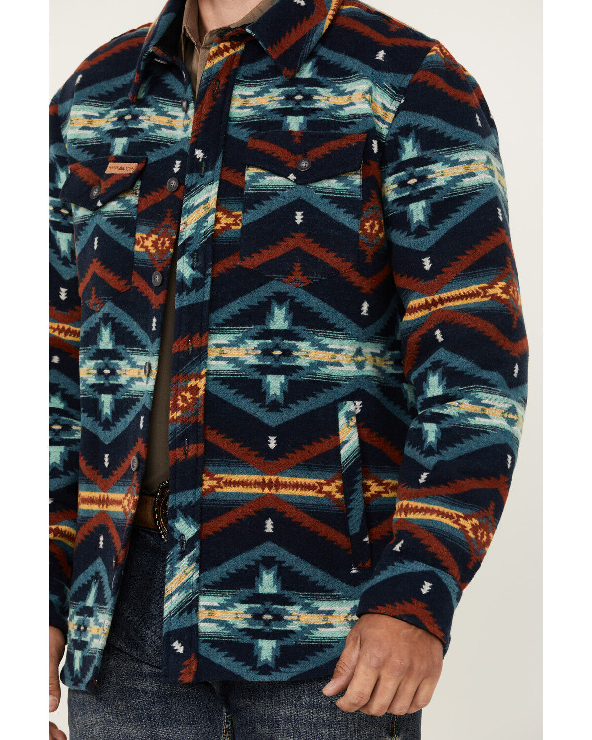 Image #3 - Powder River Outfitters Men's Southwestern Print Shacket, Navy, hi-res