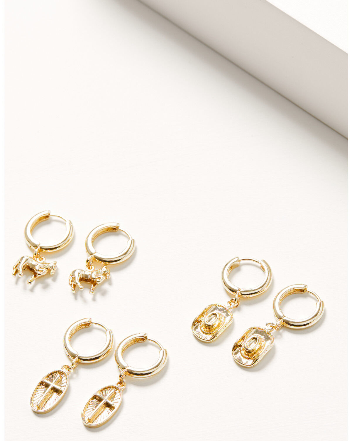 Image #1 - Shyanne Women's Golden Charm Earring Set - 3 Piece, Gold, hi-res