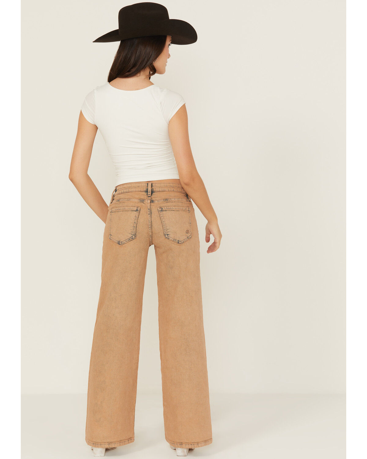 Image #3 - Miss Me Women's Mid Rise Wide Leg Stretch Denim Jeans, Brown, hi-res