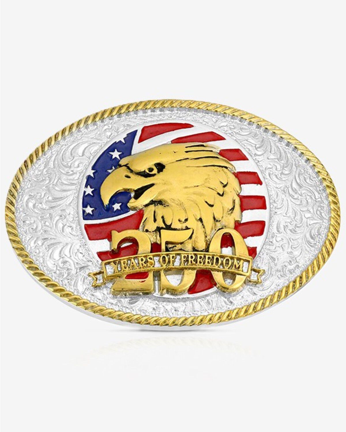 Image #1 - Montana Silversmiths America 250 Eagle 250 Years of Freedom Belt Buckle, Silver, hi-res