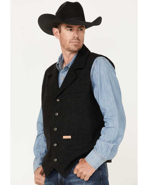 Image #3 - Powder River Outfitters Men's Black Wool Montana Vest , Black, hi-res