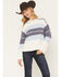 Image #1 - Originality Women's Textured Striped Sweater, Blue, hi-res