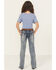 Image #1 - Grace in LA Little Girls' Light Wash Double Horseshoe Pocket Bootcut Stretch Denim Jeans, Blue, hi-res