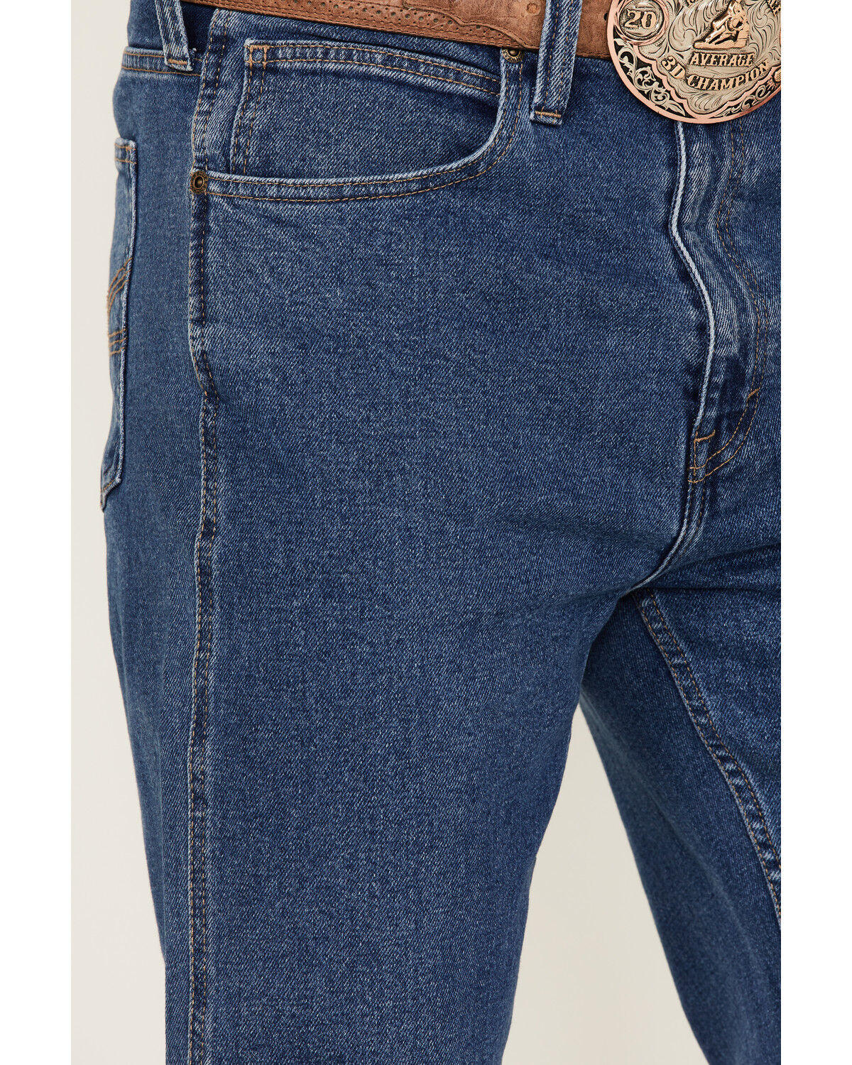 Image #2 - Blue Ranchwear Men's Buckaroo Medium Wash Stretch Regular Bootcut Jeans, Medium Wash, hi-res