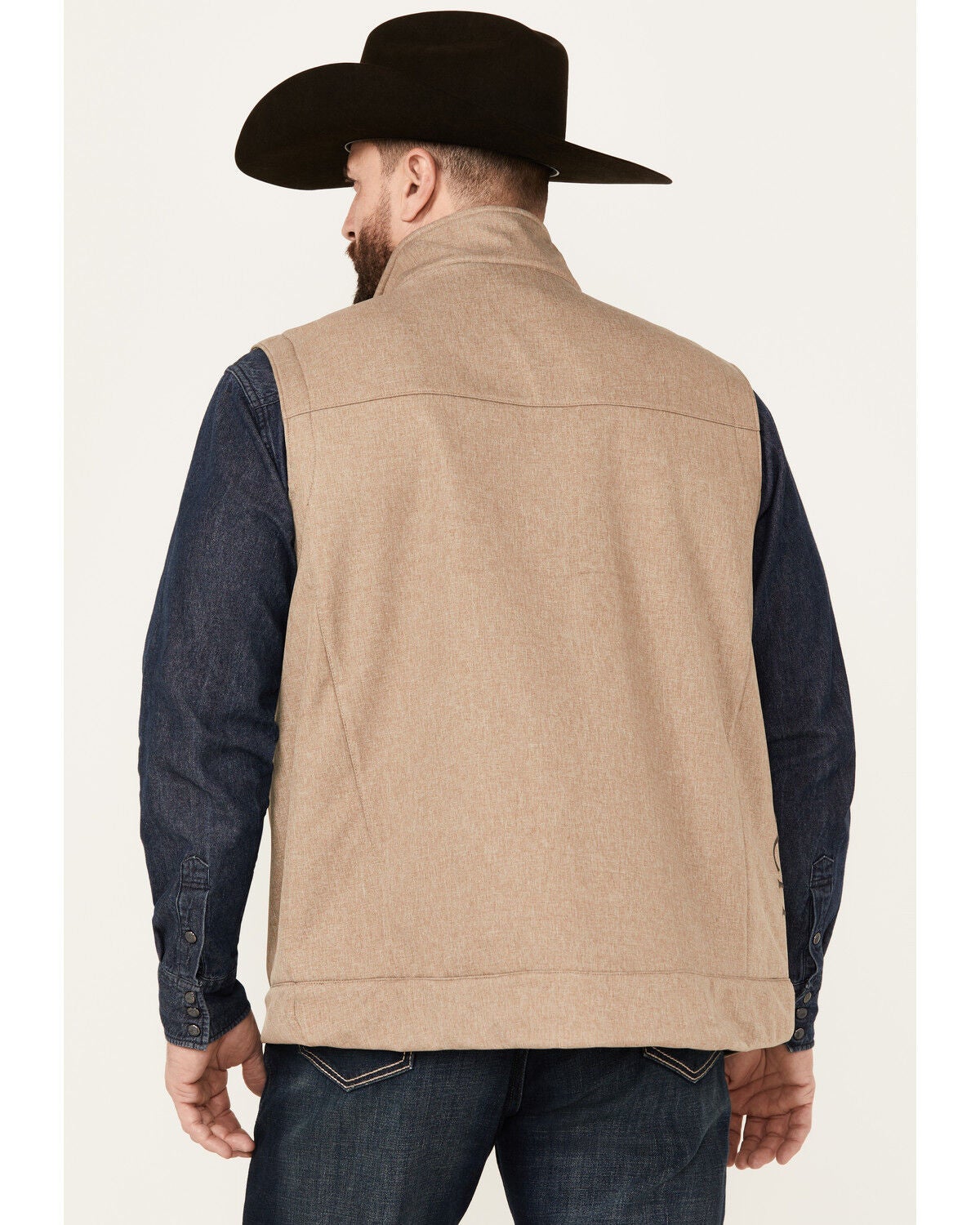 Image #4 - Cinch Men's Textured Logo Concealed Carry Zip Bonded Vest, Stone, hi-res