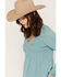 Image #2 - Lovestitch Women's Long Sleeve Rouched Front Top, Blue, hi-res
