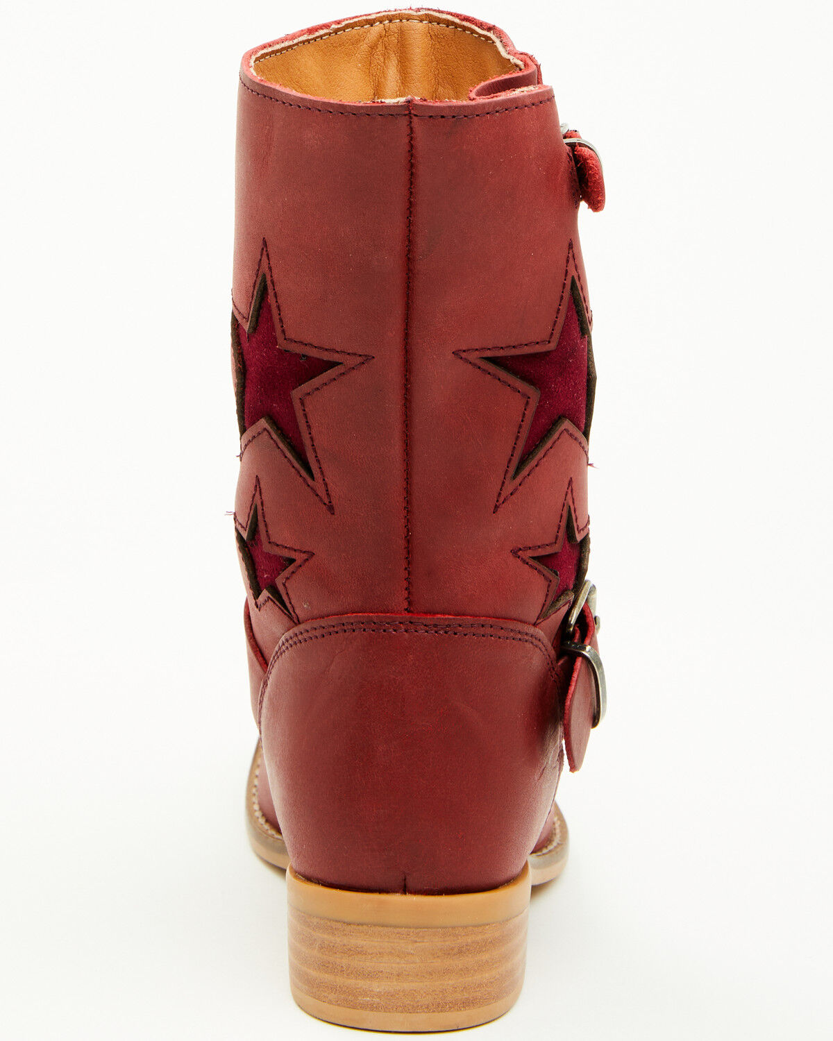 Image #5 - Dingo Little Girls' Blacklist Star Inlay Harness Boots - Square Toe, Wine, hi-res
