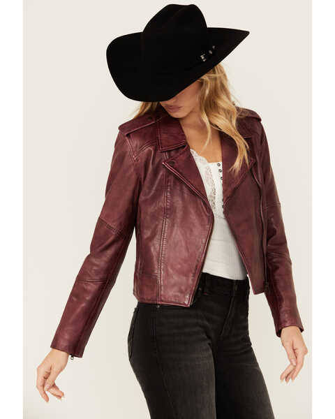 Idyllwind Women's Sparrow Leather Jacket , Maroon, hi-res