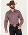 Image #1 - Wrangler Men's Wrinkle Resistant Plaid Print Long Sleeve Snap Stretch Western Shirt, Dark Red, hi-res