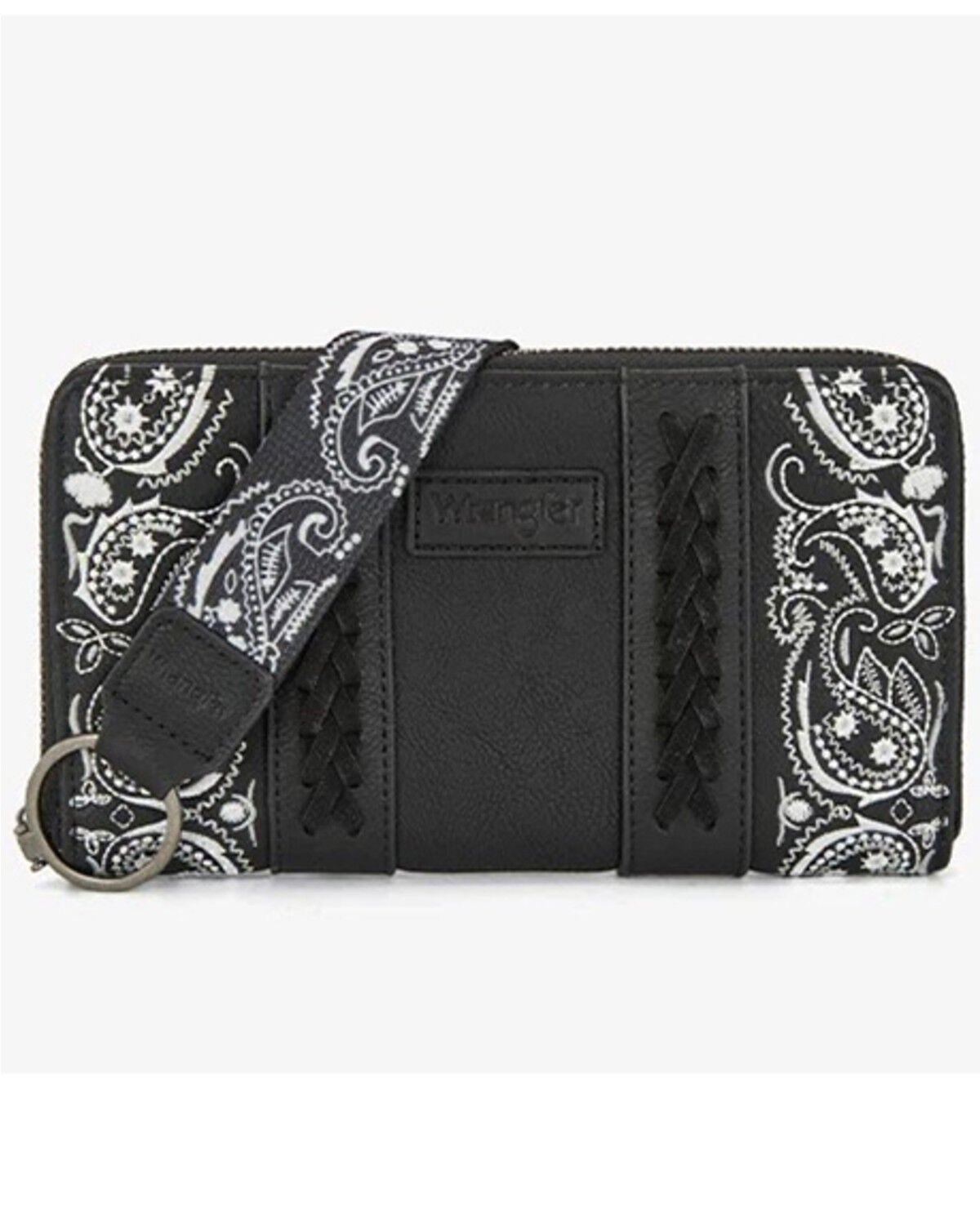 Image #1 - Wrangler Women's Bandana Paisley Wallet, Black, hi-res
