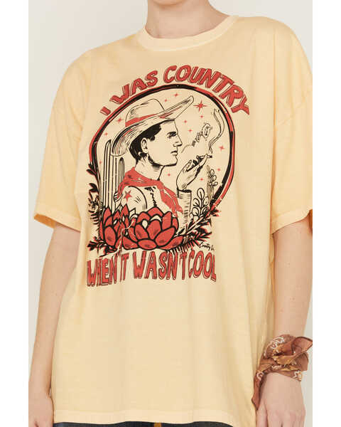 Image #3 - Country Deep Women's I Was Country When It Wasn't Cool Oversized Graphic Tee, Yellow, hi-res