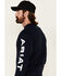 Ariat Men's FR Logo Crew Neck Long Sleeve Shirt, Navy, hi-res