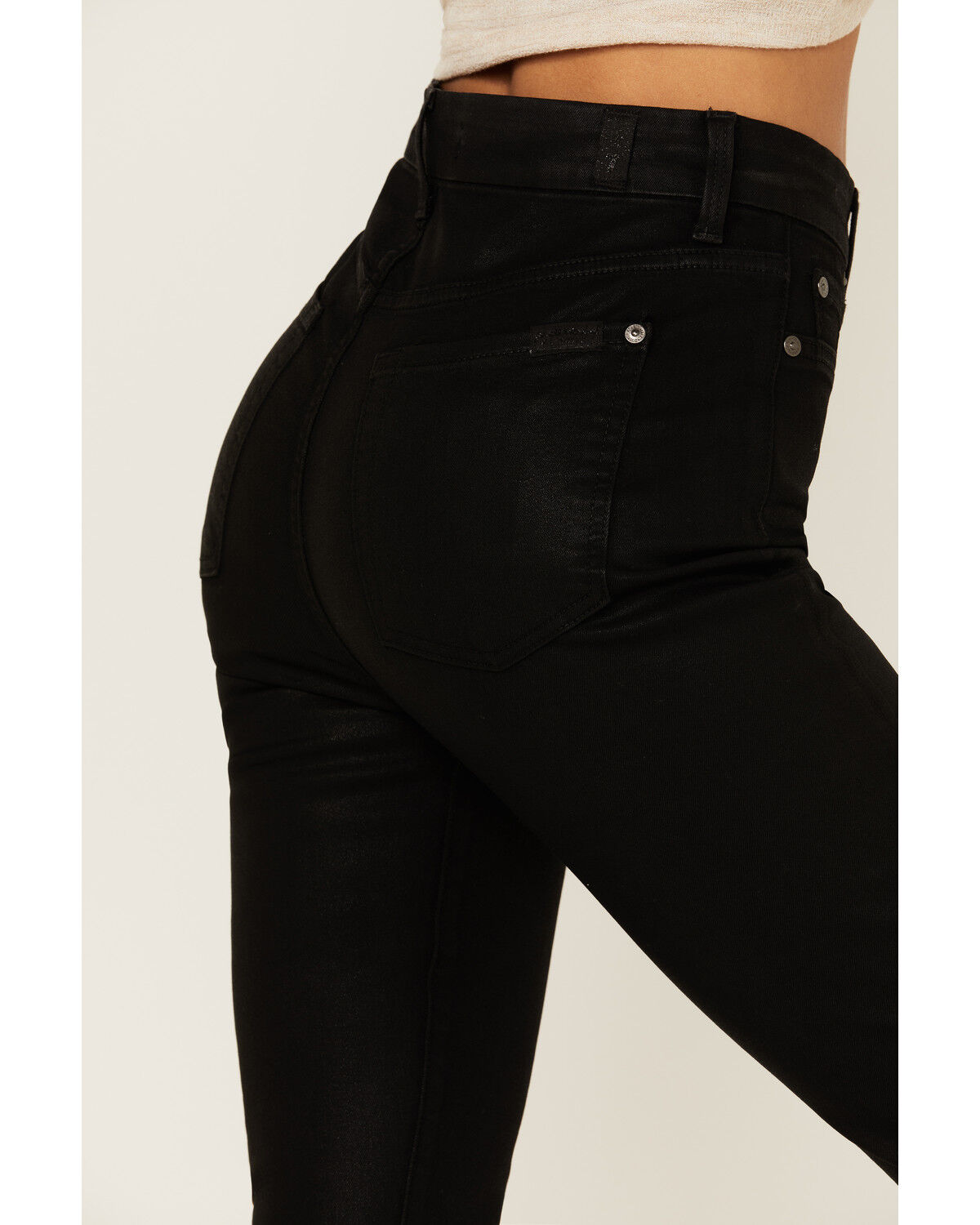 Image #4 - 7 For All Mankind Women's Coated High Waist Ankle Skinny Jeans, Black, hi-res