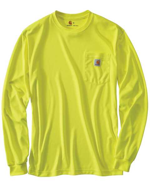 Image #1 - Carhartt Men's Force Color-Enhanced Long Sleeve T-Shirt - Big & Tall, Lime, hi-res