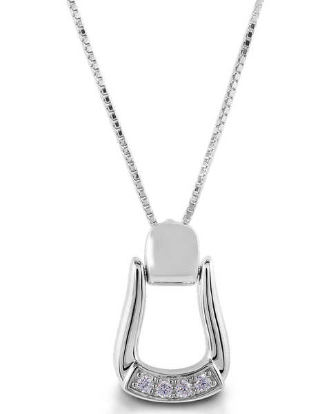 Image #1 -  Kelly Herd Women's Small Stone Base Oxbow Stirrup Necklace , Silver, hi-res