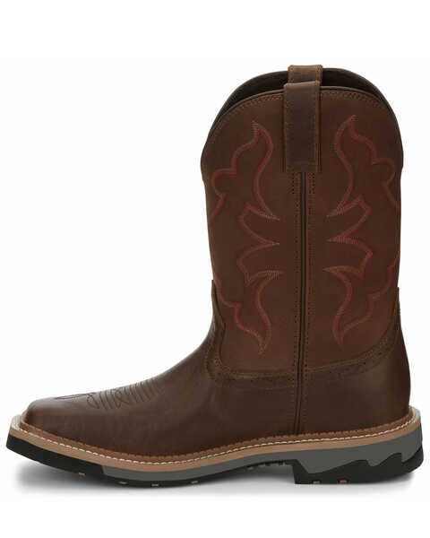 Image #3 - Justin Men's Carbide Western Work Boots - Soft Toe, Brown, hi-res