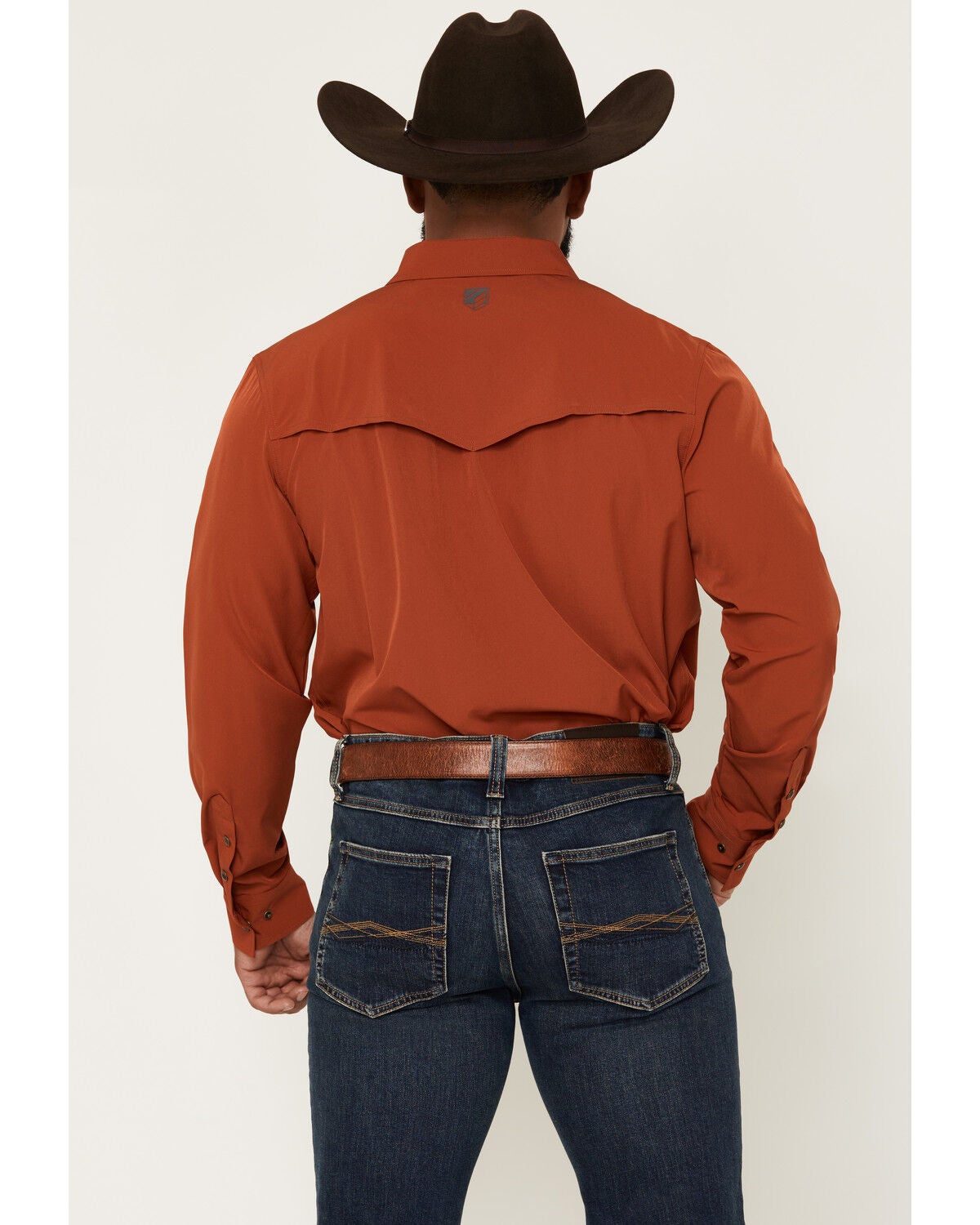 Image #4 - RANK 45&reg; Men's Rodeo Tech 2.0 Remming Solid Long Sleeve Stretch Performance Shirt, Rust Copper, hi-res