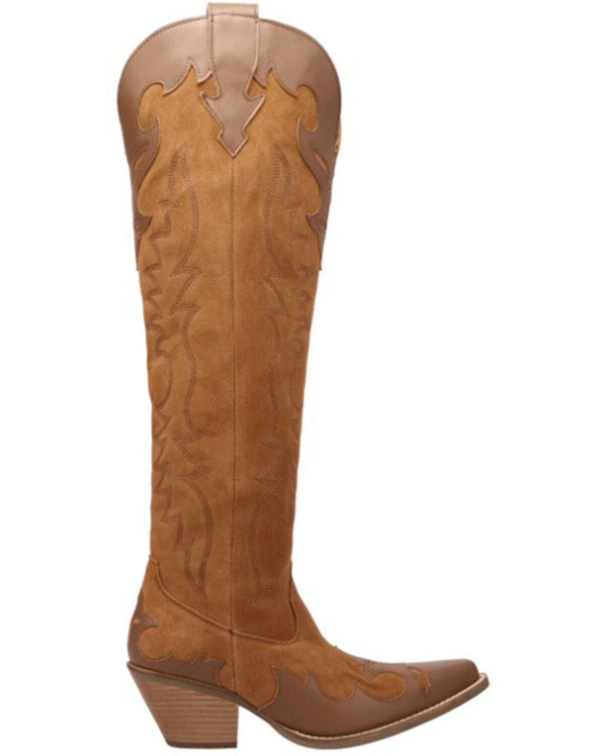 Image #2 - Dingo Women's Drama Queen Suede Tall Boots - Snip Toe, Camel, hi-res