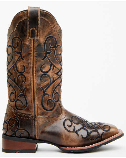 Image #2 - Laredo Women's Margo Western Boots - Broad Square Toe , Dark Brown, hi-res