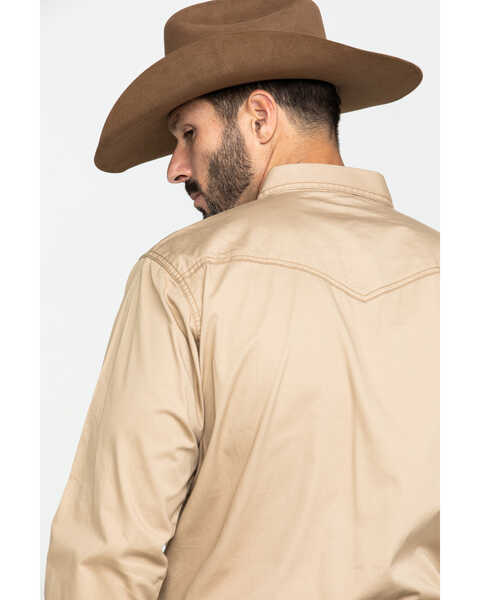 Image #5 - Wrangler Retro Men's Tan Solid Long Sleeve Western Shirt - Tall , Tan, hi-res