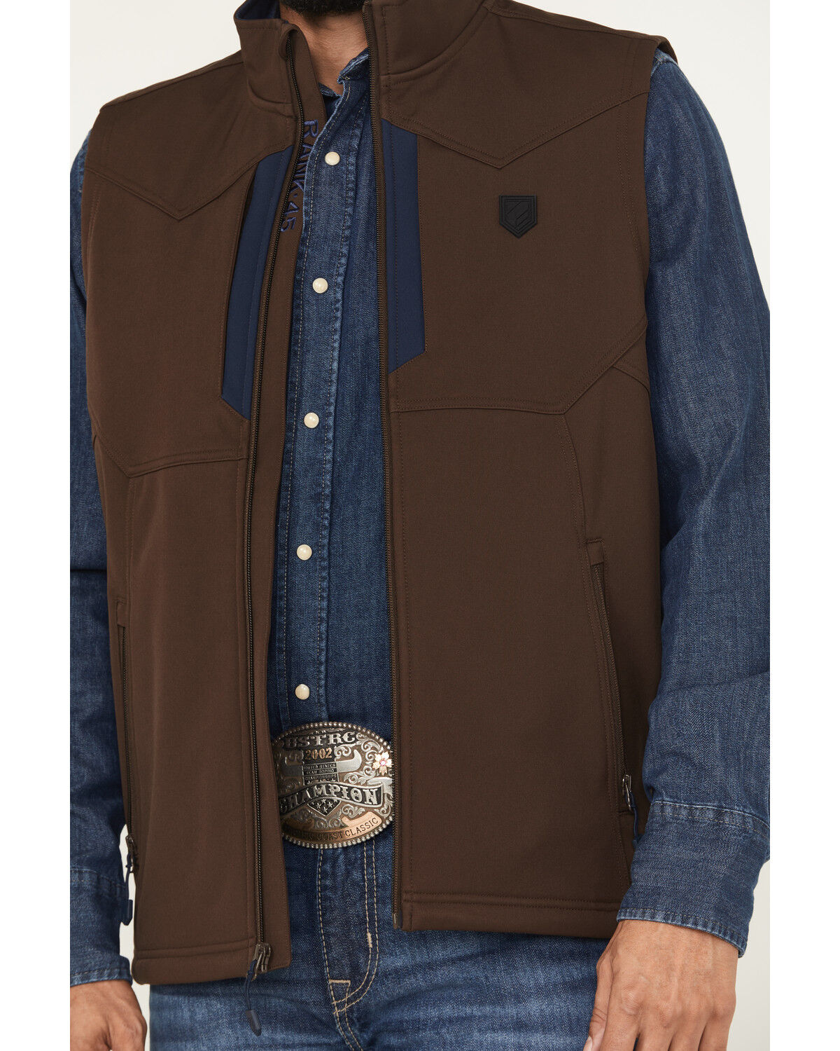 Image #3 - RANK 45® Men's Hazer Softshell Vest, Dark Brown, hi-res