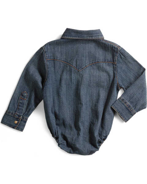 Wrangler Infant Boys' Denim Long Sleeve Shirt Onesie , Denim, hi-res