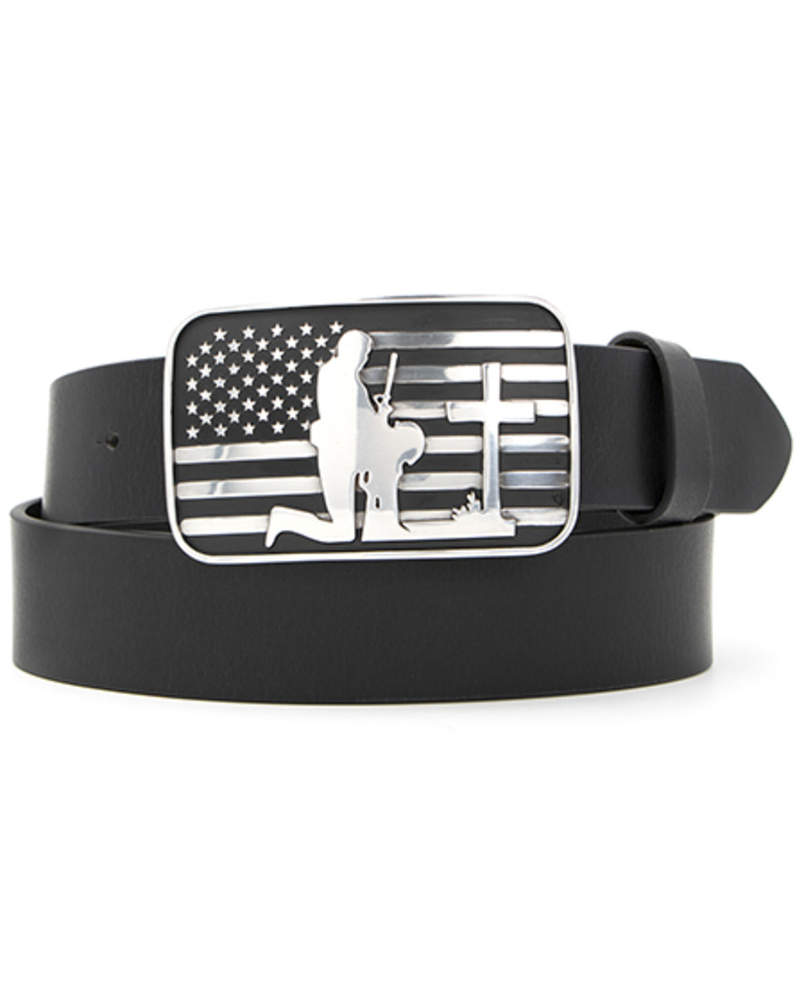 Image #1 - Cody James Men's Praying Cowboy American Flag Western Belt, Black, hi-res