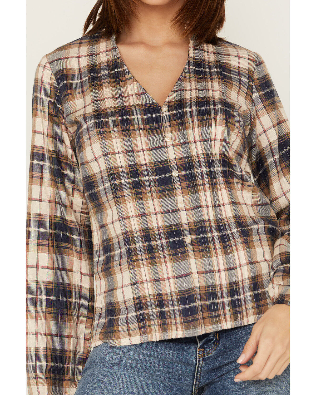 Image #3 - Cleo + Wolf Women's Plaid Print Blouse, Blush, hi-res