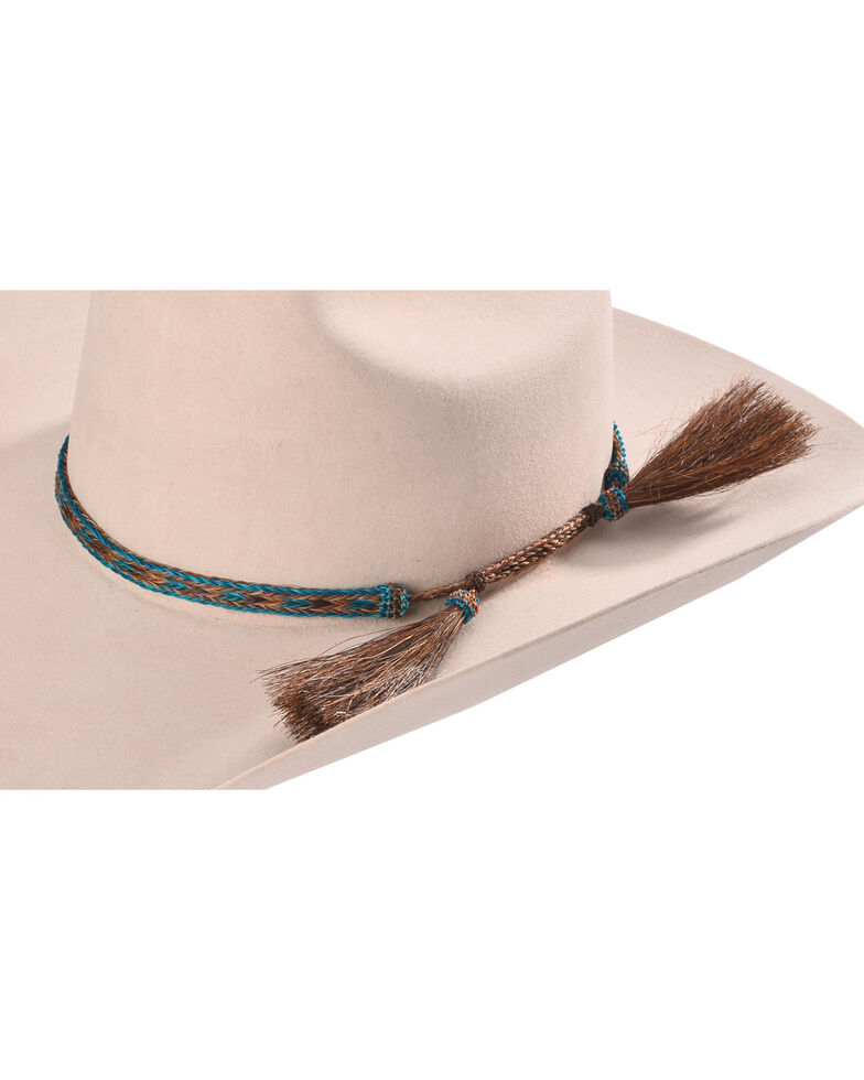 Cody James Men's Braided Horsehair & Tassel Hat Band, Chocolate/turquoise, hi-res
