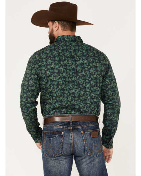 Image #4 - Cody James Men's Ringer Floral Print Button Down Western Shirt , Dark Green, hi-res
