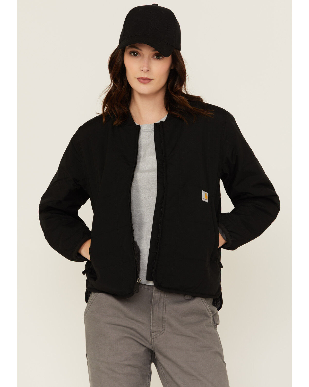 Image #1 - Carhartt Women's Rain Defender® Loose Fit Lightweight Insulated Jacket, Black, hi-res