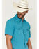 Image #2 - RANK 45&reg; Men's Ridge Solid Short Sleeve Snap Performance Shirt, Teal, hi-res