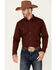 Image #1 - Gibson Men's Basic Solid Long Sleeve Pearl Snap Western Shirt , Burgundy, hi-res