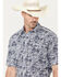 Image #2 - Rough Stock by Panhandle Men's Paisley Print Short Sleeve Pearl Snap Western Shirt, Blue, hi-res