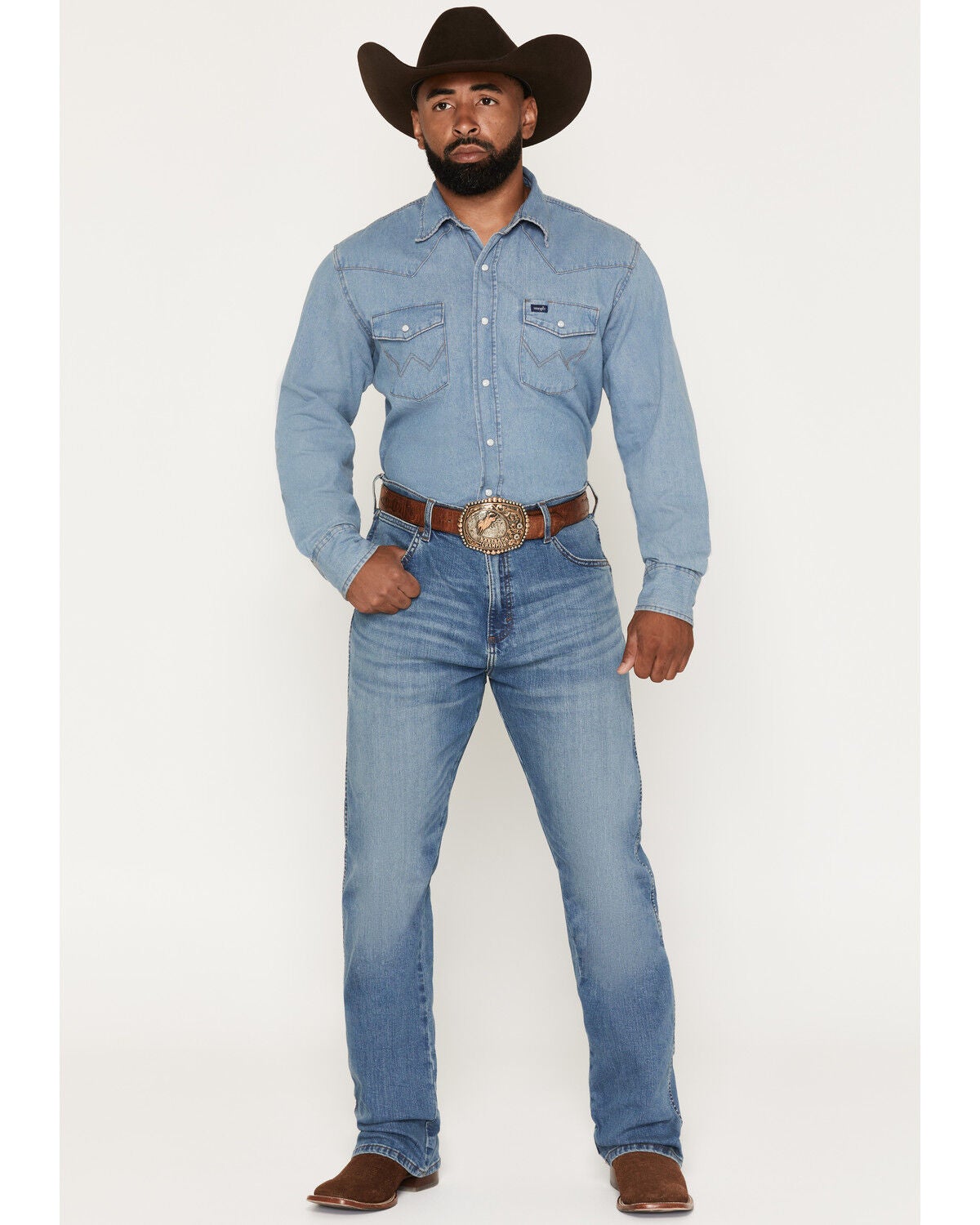 Wrangler Men's Retro Medium Wash Relaxed Bootcut Stretch Denim Jeans, Medium Wash, hi-res