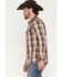 Image #2 - Moonshine Spirit&reg; Men's Claim Jump Plaid Print Snap Western Shirt, Brown, hi-res