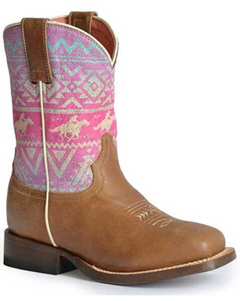 Roper Little Girls' Pony Western Boots - Square Toe, Tan, hi-res