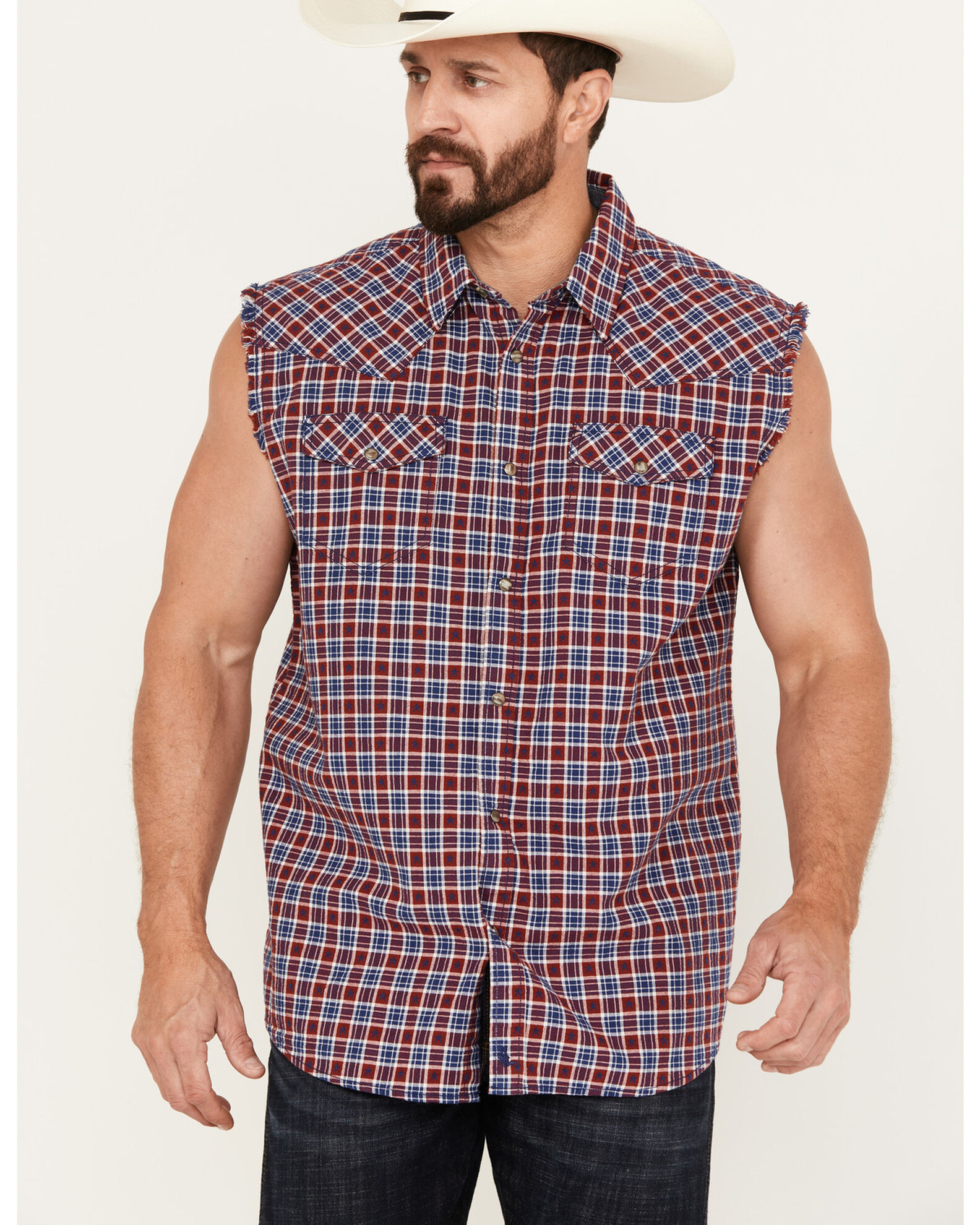 Mens sleeveless sale western shirts