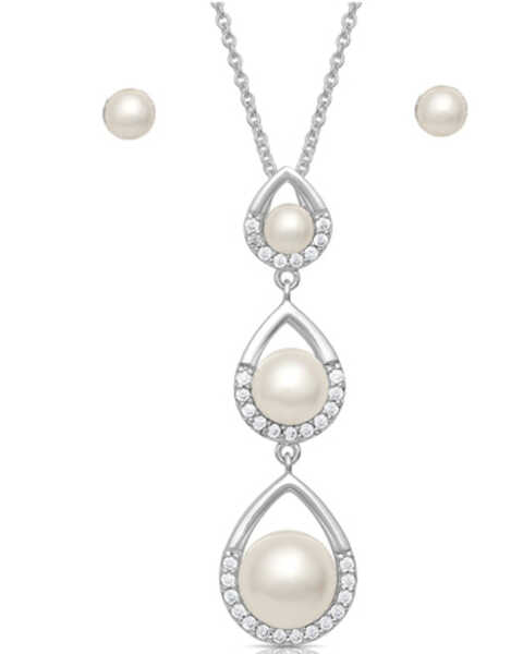 Montana Silversmiths Women's Perfect Pearl Teardrop Jewelry Set, Silver, hi-res