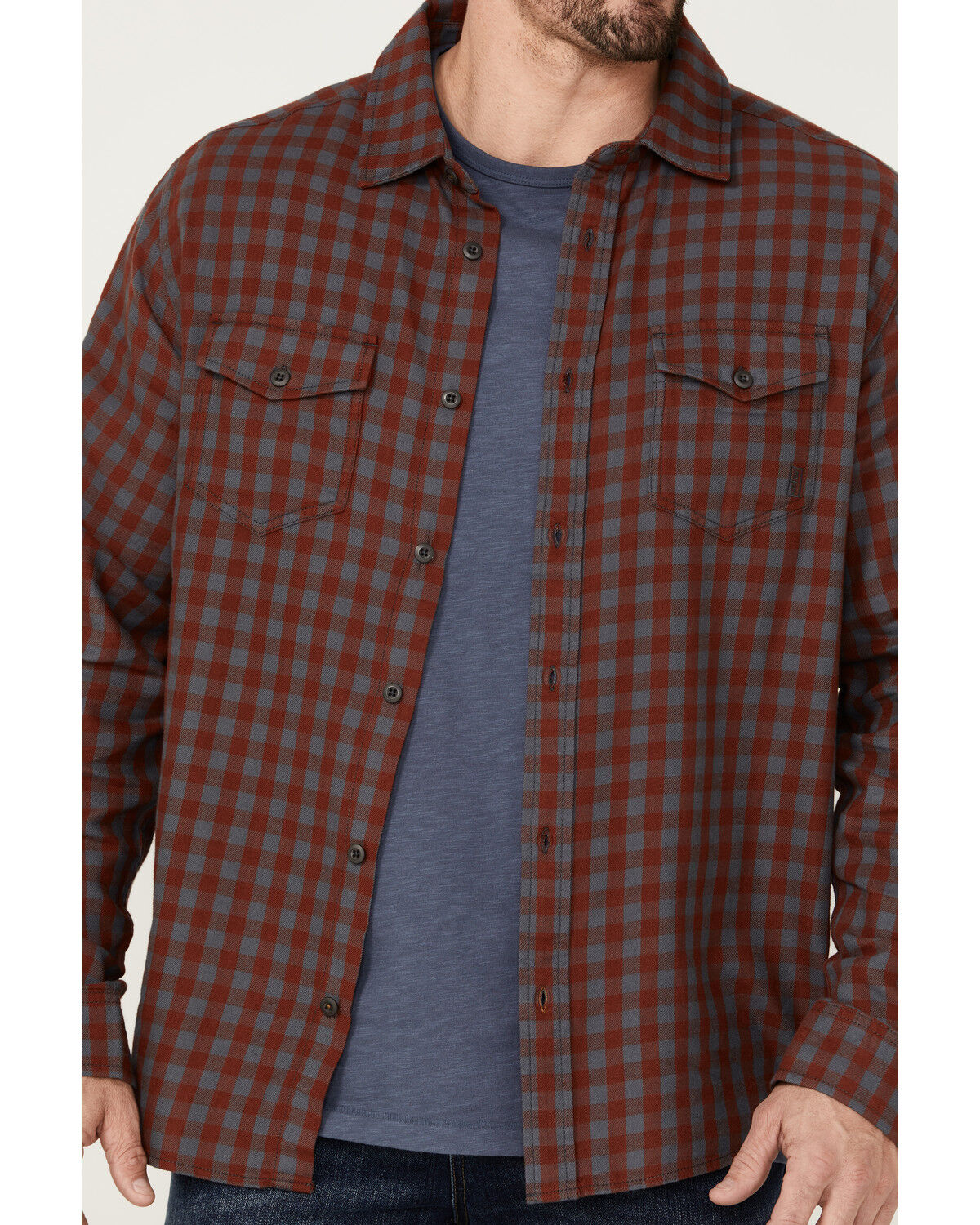 Image #3 - Brothers and Sons Men's Small Check Plaid Long Sleeve Button-Down Western Shirt, Red, hi-res