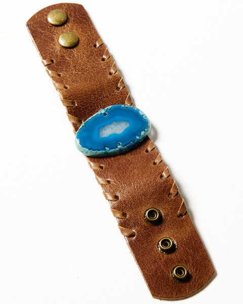 Image #1 - Shyanne Women's Monument Valley Blue Agate Leather Cuff Bracelet, Brown, hi-res