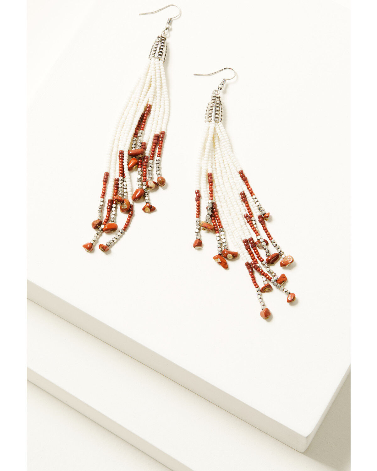 Image #1 - Shyanne Women's Wildheart Beaded Fringe Earrings, Cream, hi-res