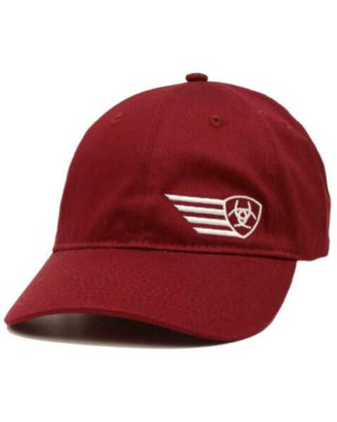 Ariat Men's Offset Wing Logo Ball Cap, Burgundy, hi-res