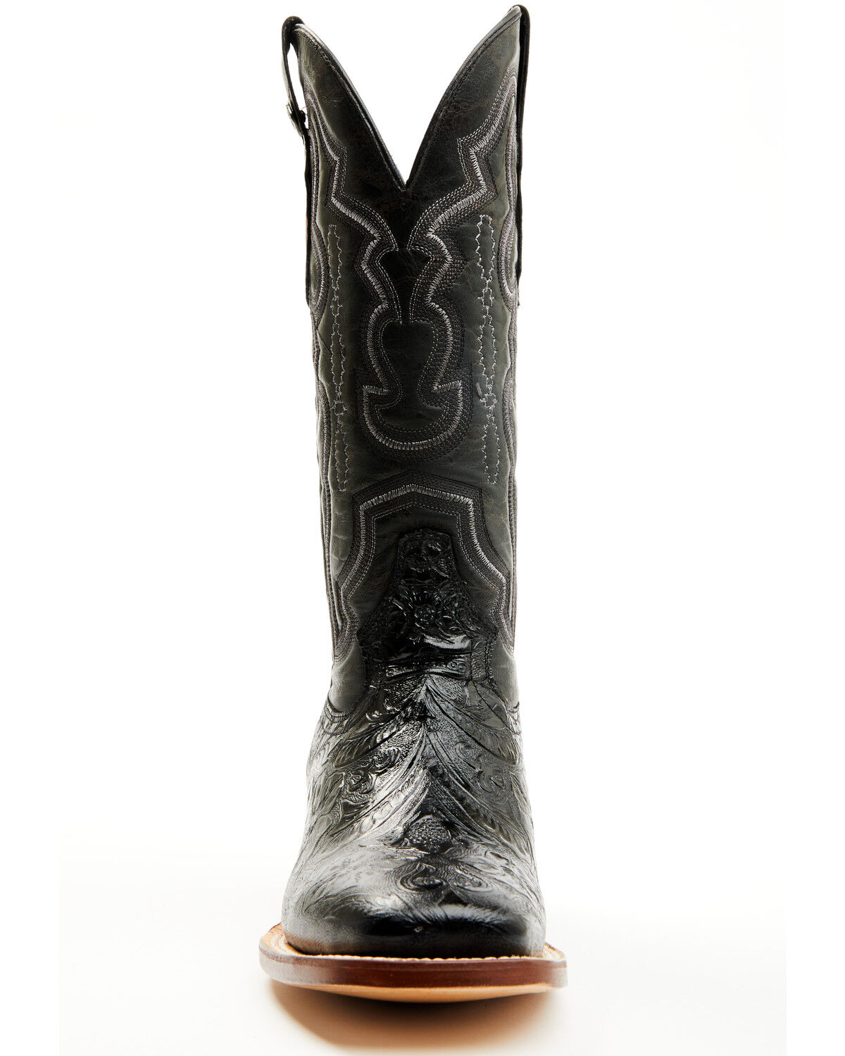 Image #4 - Tanner Mark Women's Mendocino Tooled Western Boots - Broad Square Toe, Black, hi-res