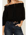 Image #3 - Wild Moss Women's Solid Smocked Off The Shoulder Top, Black, hi-res