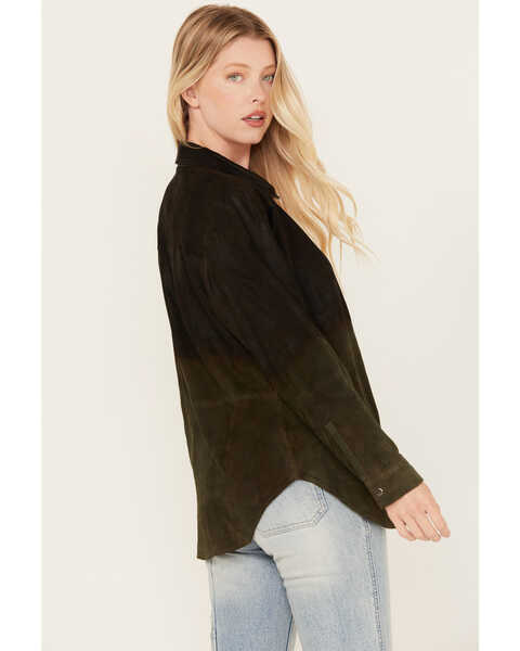 Image #4 - Cleo + Wolf Women's Ombre Suede Snap Up Shacket , Sage, hi-res